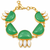 Certified natural freshwater pearls jewellery green stone & mother of pearl gold-tone chain bracelet