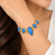 Certified natural freshwater pearls jewellery blue teardrop stone gold-tone chain link bracelet for women