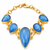 Certified natural freshwater pearls jewellery blue teardrop stone gold-tone chain link bracelet for women