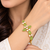 Certified natural freshwater pearls jewellery green stone & pearl gold-tone floral link bracelet for women