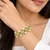 Certified natural freshwater pearls jewellery green stone & pearl gold-tone chain bracelet for women