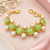 Certified natural freshwater pearls jewellery green stone & pearl gold-tone chain bracelet for women