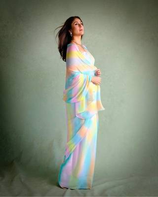 Bollywood Style Kareena kapoor Muticolour saree with blouse 2