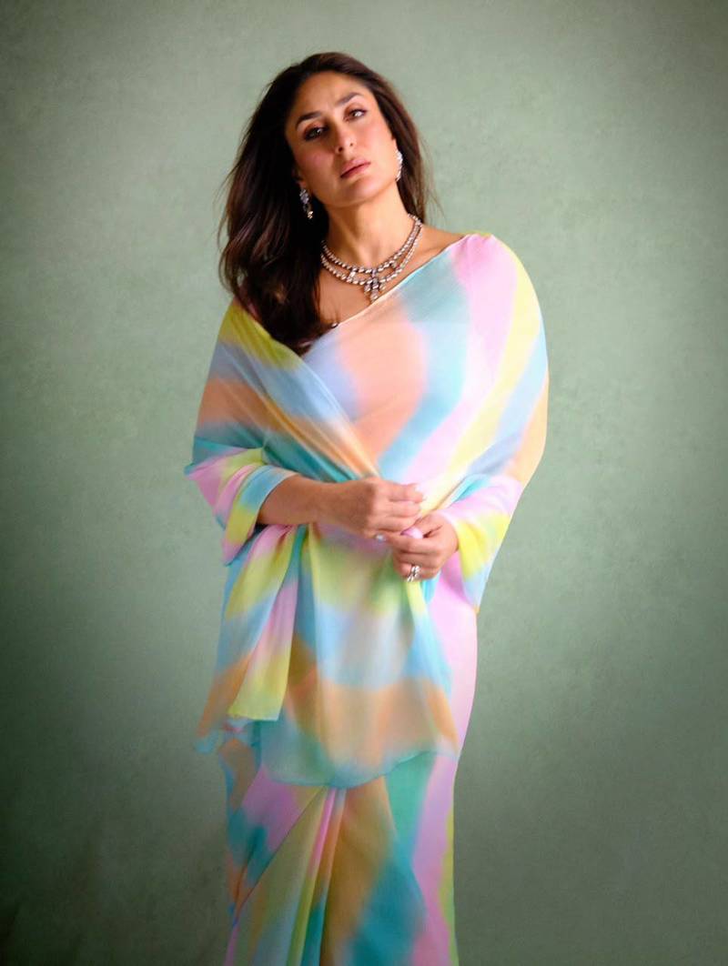 Bollywood Style Kareena kapoor Muticolour saree with blouse