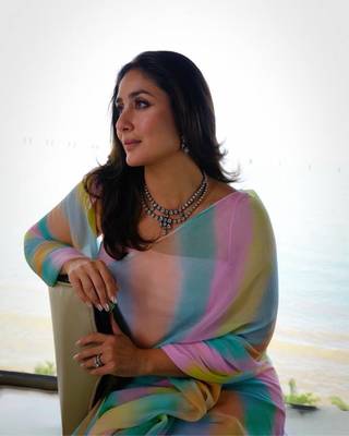 Bollywood Style Kareena kapoor Muticolour saree with blouse 4