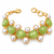 Certified natural freshwater pearls jewellery green stone & pearl gold-tone chain bracelet for women