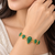 Certified natural freshwater pearls jewellery green stone teardrop chain bracelet with gold-tone setting