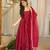 Maroon jacquard ethnic wear anarkali set with dupatta