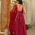 Maroon jacquard ethnic wear anarkali set with dupatta