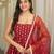 Maroon jacquard ethnic wear anarkali set with dupatta