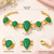 Certified natural freshwater pearls jewellery green stone teardrop chain bracelet with gold-tone setting