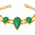 Certified natural freshwater pearls jewellery green stone teardrop chain bracelet with gold-tone setting