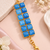 Certified natural freshwater pearls jewellery blue square cabochon statement bracelet with gold-tone setting