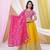 Yellow & Pink Georgette Embellished Ready-to-Wear Lehenga, Blouse & Dupatta Set