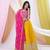Yellow & Pink Georgette Embellished Ready-to-Wear Lehenga, Blouse & Dupatta Set
