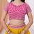Yellow & Pink Georgette Embellished Ready-to-Wear Lehenga, Blouse & Dupatta Set