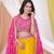 Yellow & Pink Georgette Embellished Ready-to-Wear Lehenga, Blouse & Dupatta Set