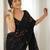 Black floral sequins embroidered georgette party wear saree with blouse piece