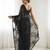 Black floral sequins embroidered georgette party wear saree with blouse piece
