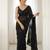Black floral sequins embroidered georgette party wear saree with blouse piece