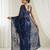 Blue floral sequins embroidered georgette party wear saree with blouse piece