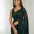 Green floral sequins embroidered georgette party wear saree with blouse piece