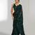 Green floral sequins embroidered georgette party wear saree with blouse piece