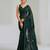 Green floral sequins embroidered georgette party wear saree with blouse piece