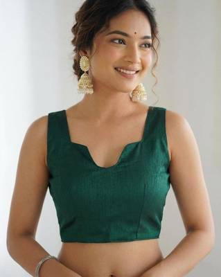 Green floral sequins embroidered georgette party wear saree with blouse piece 4