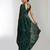 Green floral sequins embroidered georgette party wear saree with blouse piece