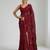 Maroon floral sequins embroidered georgette party wear saree with blouse piece