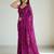 Rani floral sequins embroidered georgette party wear saree with blouse piece