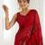 Red floral sequins embroidered georgette party wear saree with blouse piece