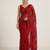 Red floral sequins embroidered georgette party wear saree with blouse piece