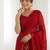 Red floral sequins embroidered georgette party wear saree with blouse piece