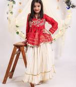 Navaratri special gota patti work lehenga with real mirror lace & gota patti work top for kids