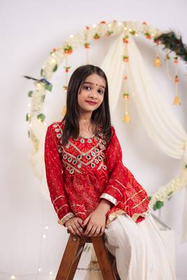 Navaratri special gota patti work lehenga with real mirror lace & gota patti work top for kids 6