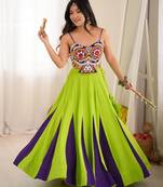Green Rayon Navratri Lehenga Choli