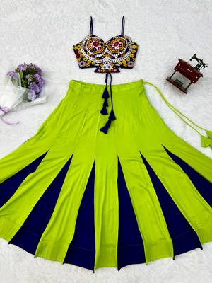 Green Rayon Navratri Lehenga Choli 2
