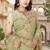 green sequin zari resham embroidered work silk blend saree for women