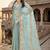 sea green sequin zari resham embroidered work silk blend saree for women