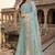 sea green sequin zari resham embroidered work silk blend saree for women