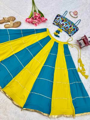 Blue Rayon Navratri Lehenga Choli 2