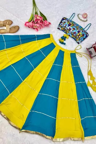 Blue Rayon Navratri Lehenga Choli