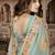 sea green sequin zari resham embroidered work silk blend saree for women
