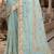 sea green sequin zari resham embroidered work silk blend saree for women