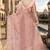 peach sequin zari resham embroidered work silk blend saree for women
