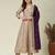Cream embroidered vichitra silk kurti with pant and duppata set