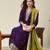 Purple embroidered vichitra silk kurti with pant and duppata set