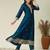 Teal embroidered vichitra silk kurti with pant and duppata set